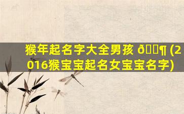 猴年起名字大全男孩 🐶 (2016猴宝宝起名女宝宝名字)